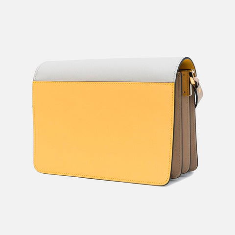 Trunk Bag Saffiano Leather Light Grey/Yellow/Beige