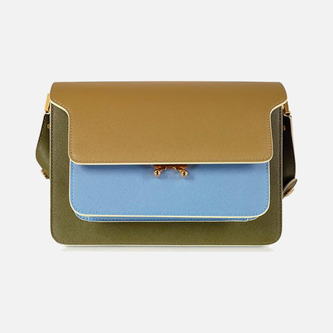 Trunk Bag Saffiano Leather Moss Green/Light Blue/Green