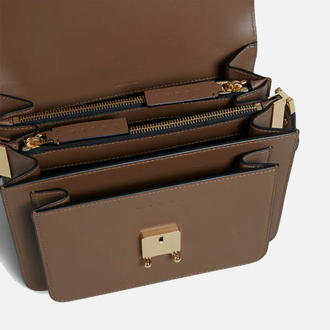 Trunk Bag Smooth Leather Gold Brown