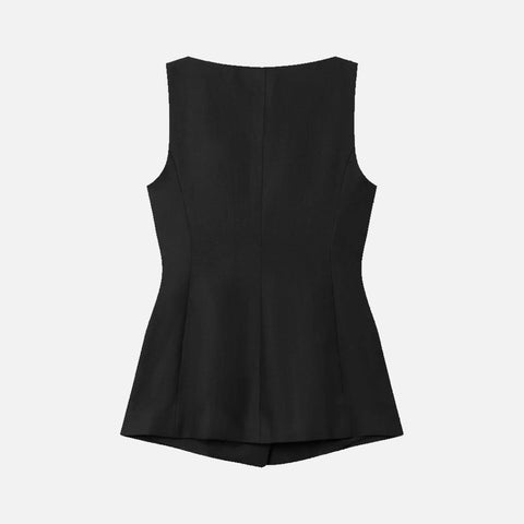 Turi Linen Herringbone Vest Black