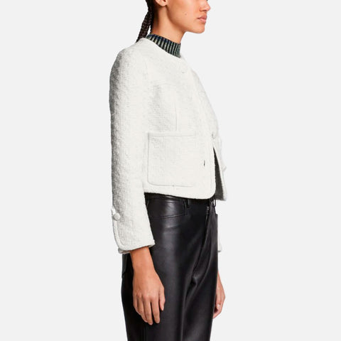 Tweed Cropped Jacket Off White