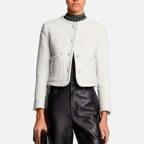 Tweed Cropped Jacket Off White
