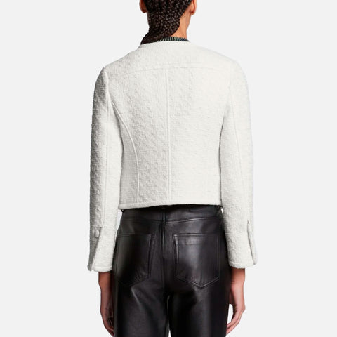 Tweed Cropped Jacket Off White