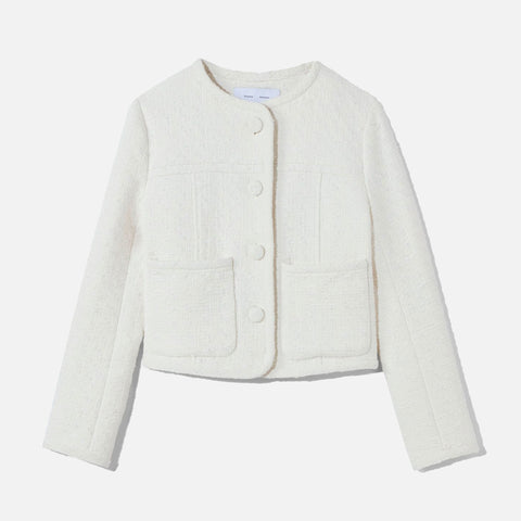 Tweed Cropped Jacket Off White