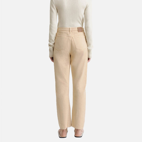 Twisted Seam Denim Full Length Washed Beige