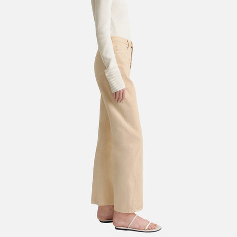Twisted Seam Denim Full Length Washed Beige
