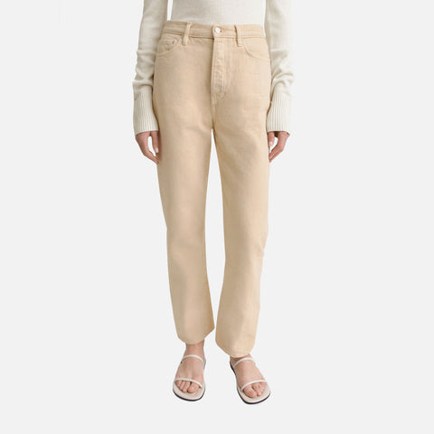 Twisted Seam Denim Full Length Washed Beige
