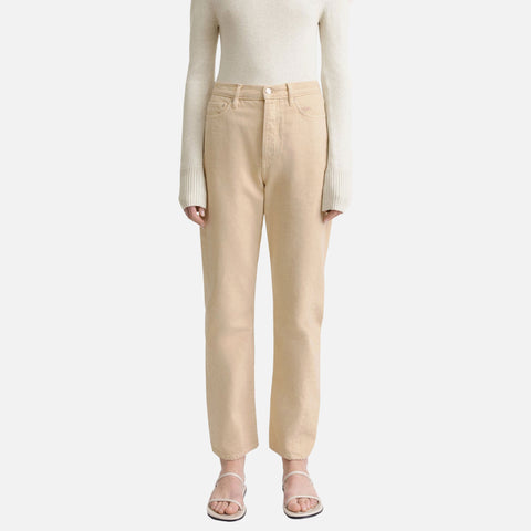 Twisted Seam Denim Full Length Washed Beige