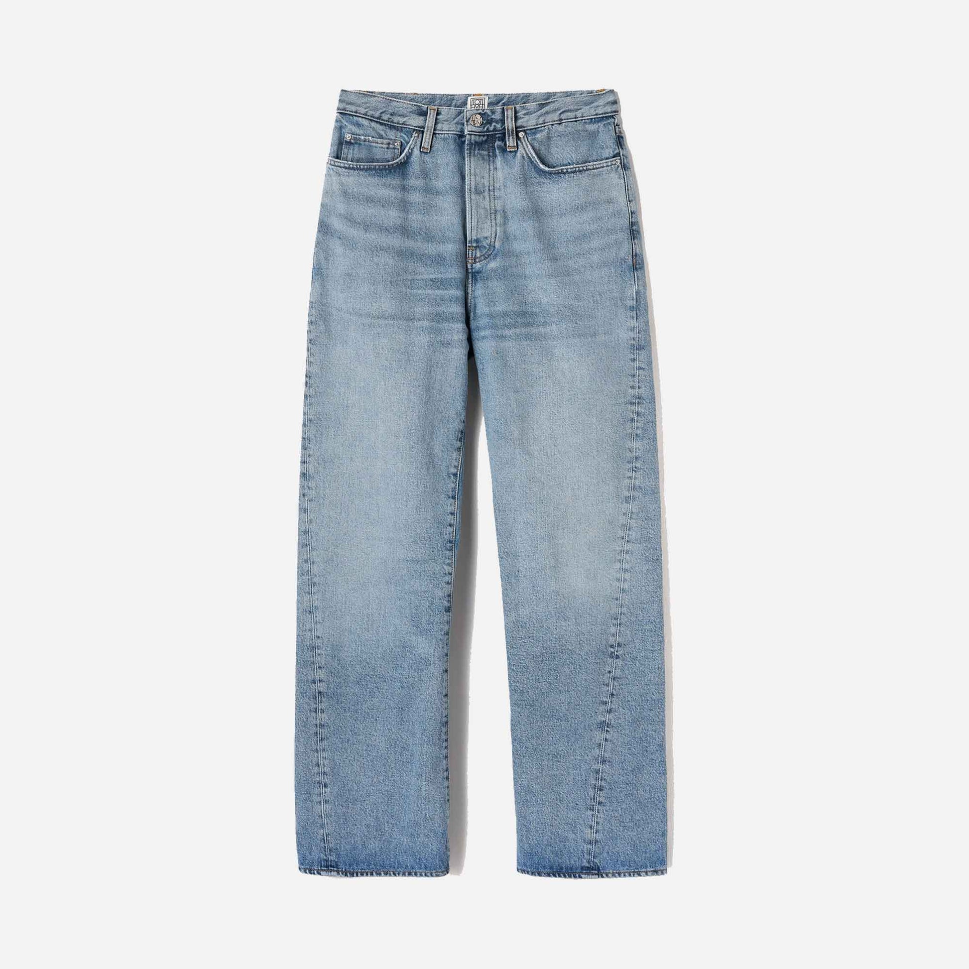 Twisted Seam Denim Full Length Worn Blue