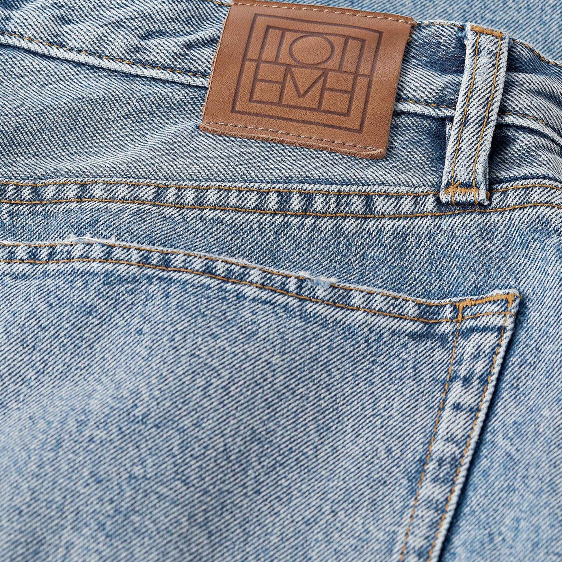 Twisted Seam Denim Full Length Worn Blue