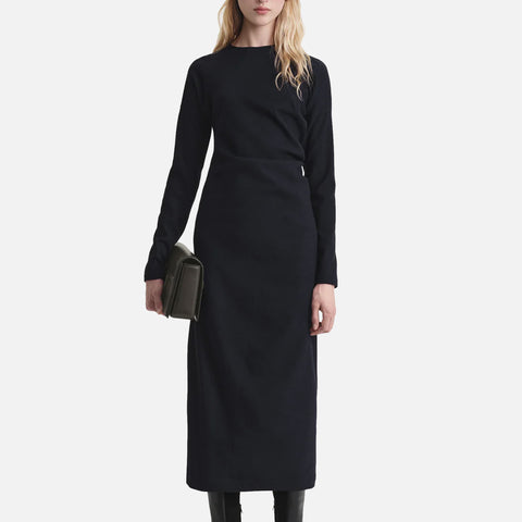 Twisted Flannel Dress Navy
