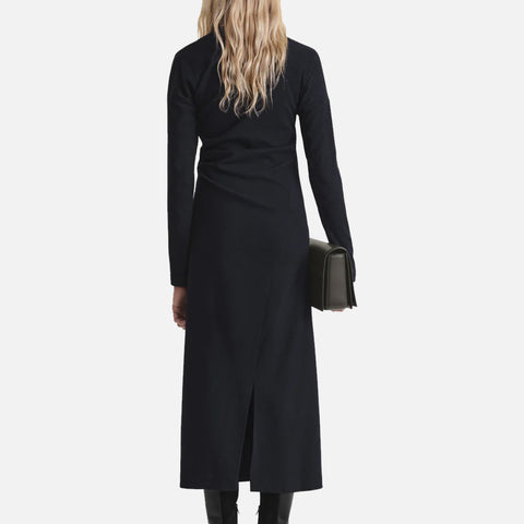 Twisted Flannel Dress Navy