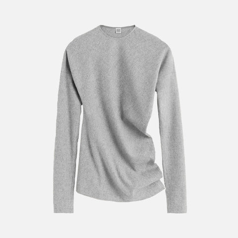 Twisted Flannel Top Light Grey Melange