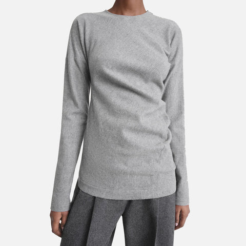 Twisted Flannel Top Light Grey Melange