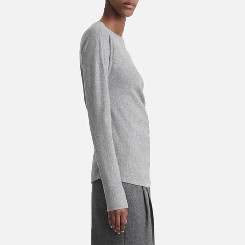 Twisted Flannel Top Light Grey Melange
