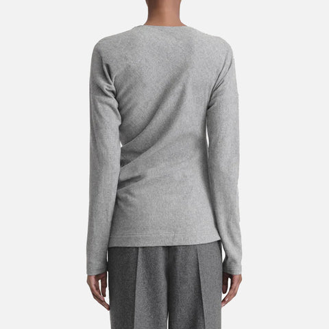 Twisted Flannel Top Light Grey Melange