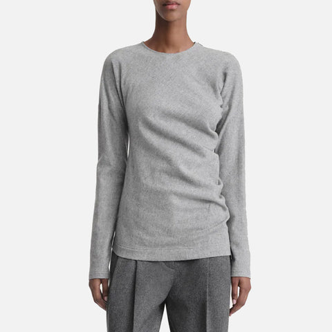 Twisted Flannel Top Light Grey Melange