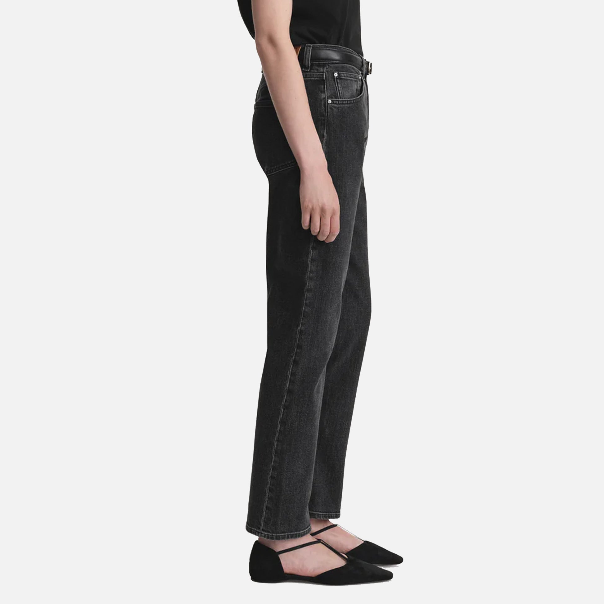 Twisted Seam Denim Jeans Gray Wash