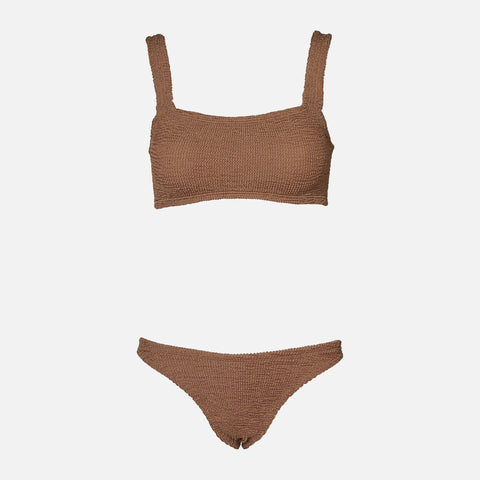 Xandra Bikini Crinkle Metallic Cocoa