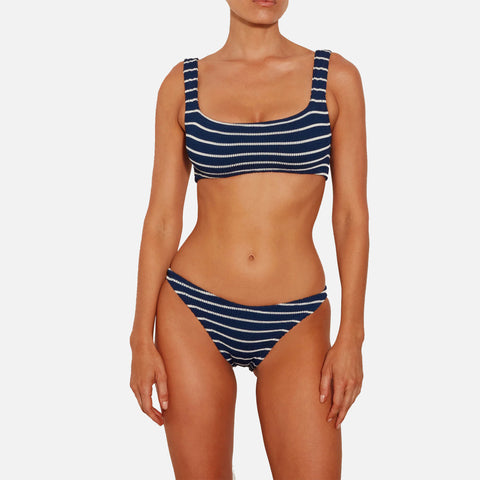 Xandra Bikini Crinkle Navy/White Stripe