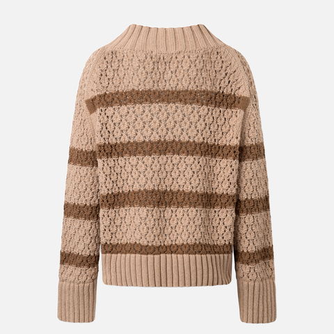 Else Chunky Pointelle V-Neck Beige