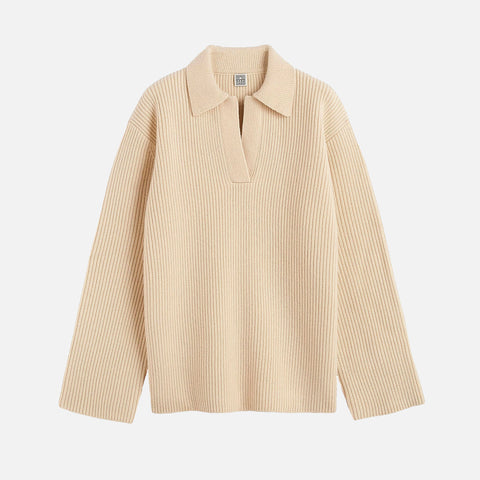 Ribbed Polo Knit Macadamia