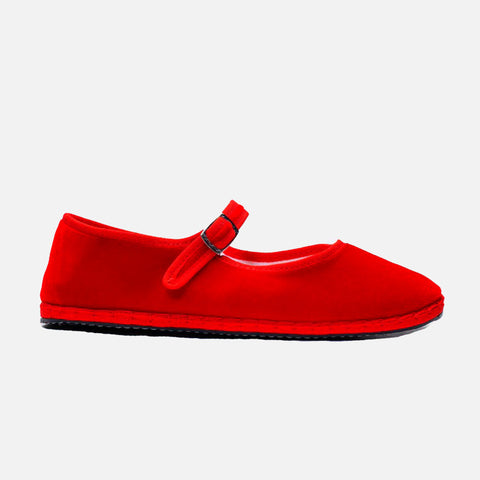 Mary Jane Shoe Velvet Red