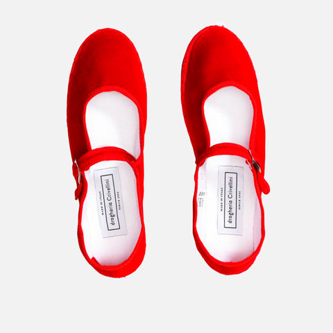 Mary Jane Shoe Velvet Red
