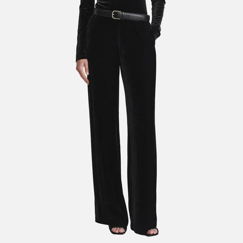 Wide Velvet Trousers Black