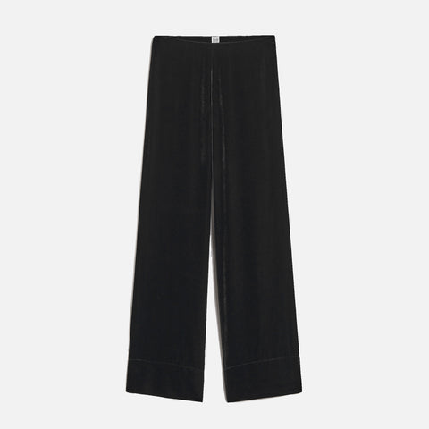 Wide Velvet Trousers Black