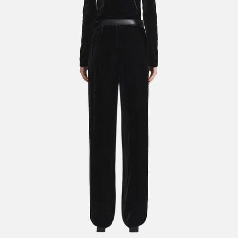 Wide Velvet Trousers Black