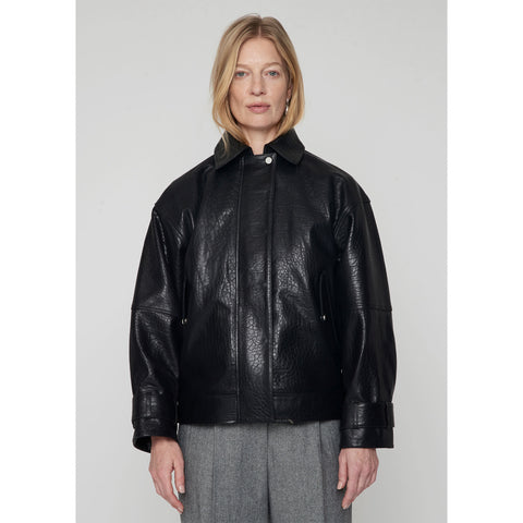 Maxime Leather Bomber Black/Creme