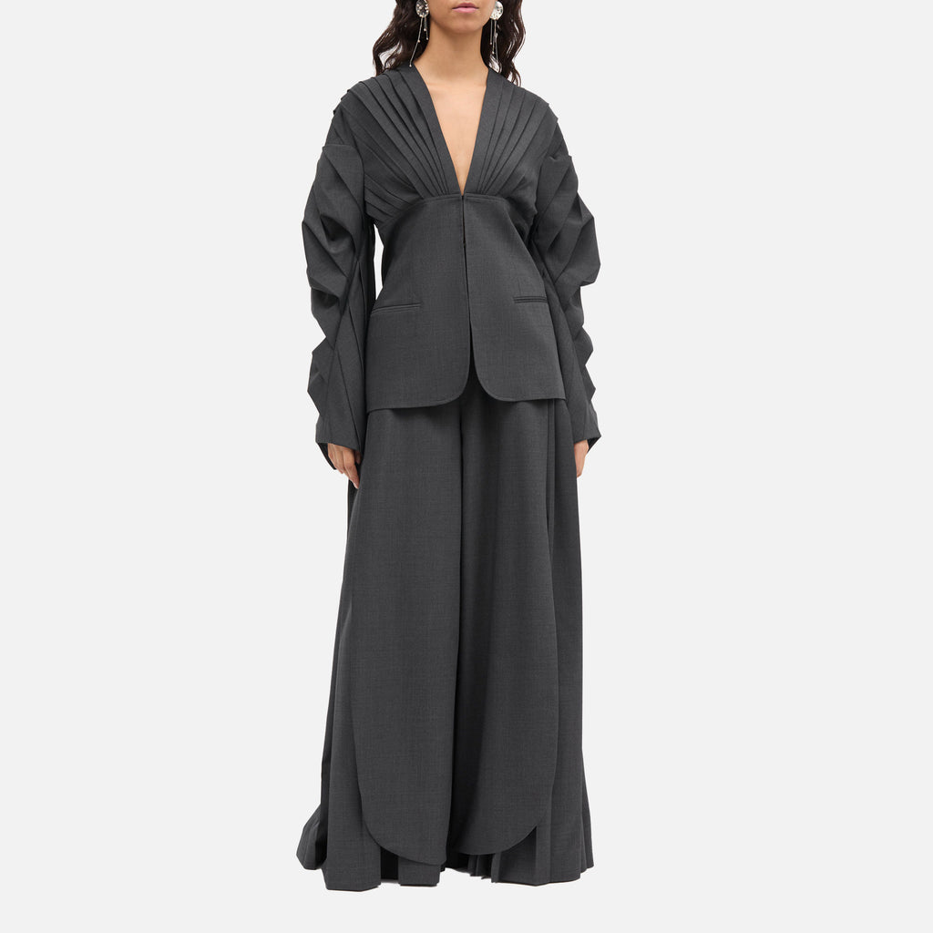 Juno-Atelier Thin Wool Blazer Dark Grey Melange