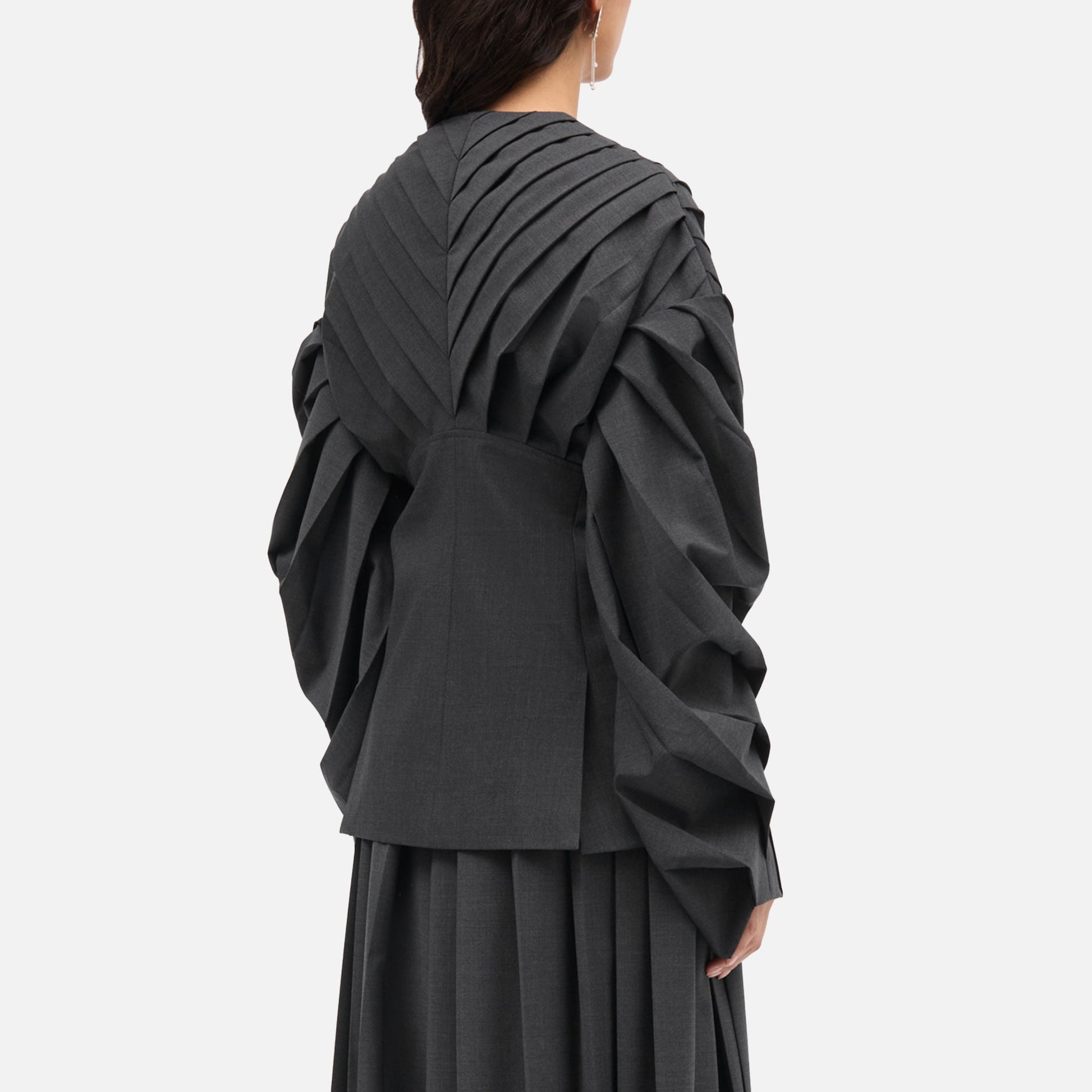 Juno-Atelier Thin Wool Blazer Dark Grey Melange