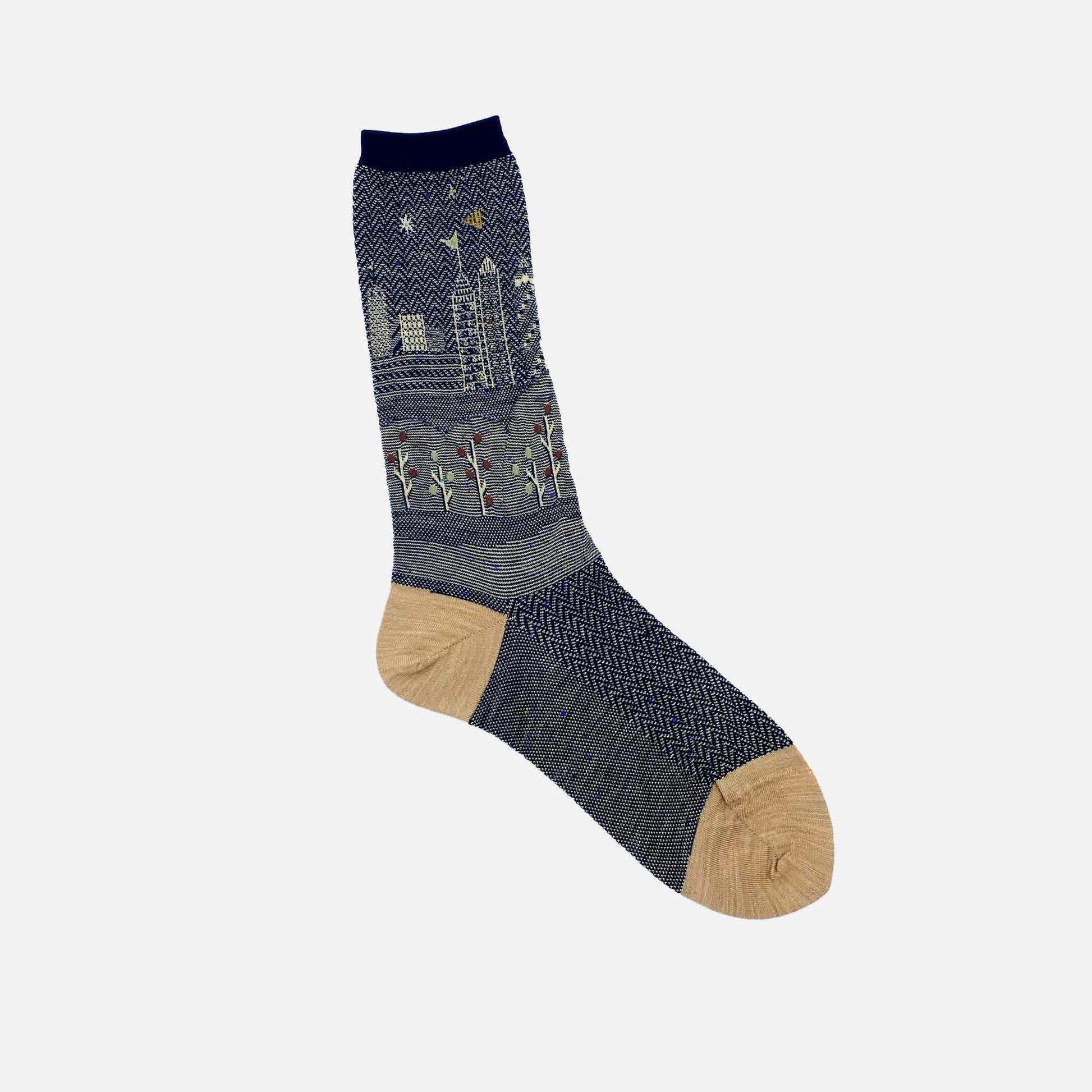 City Scape Socks Beige