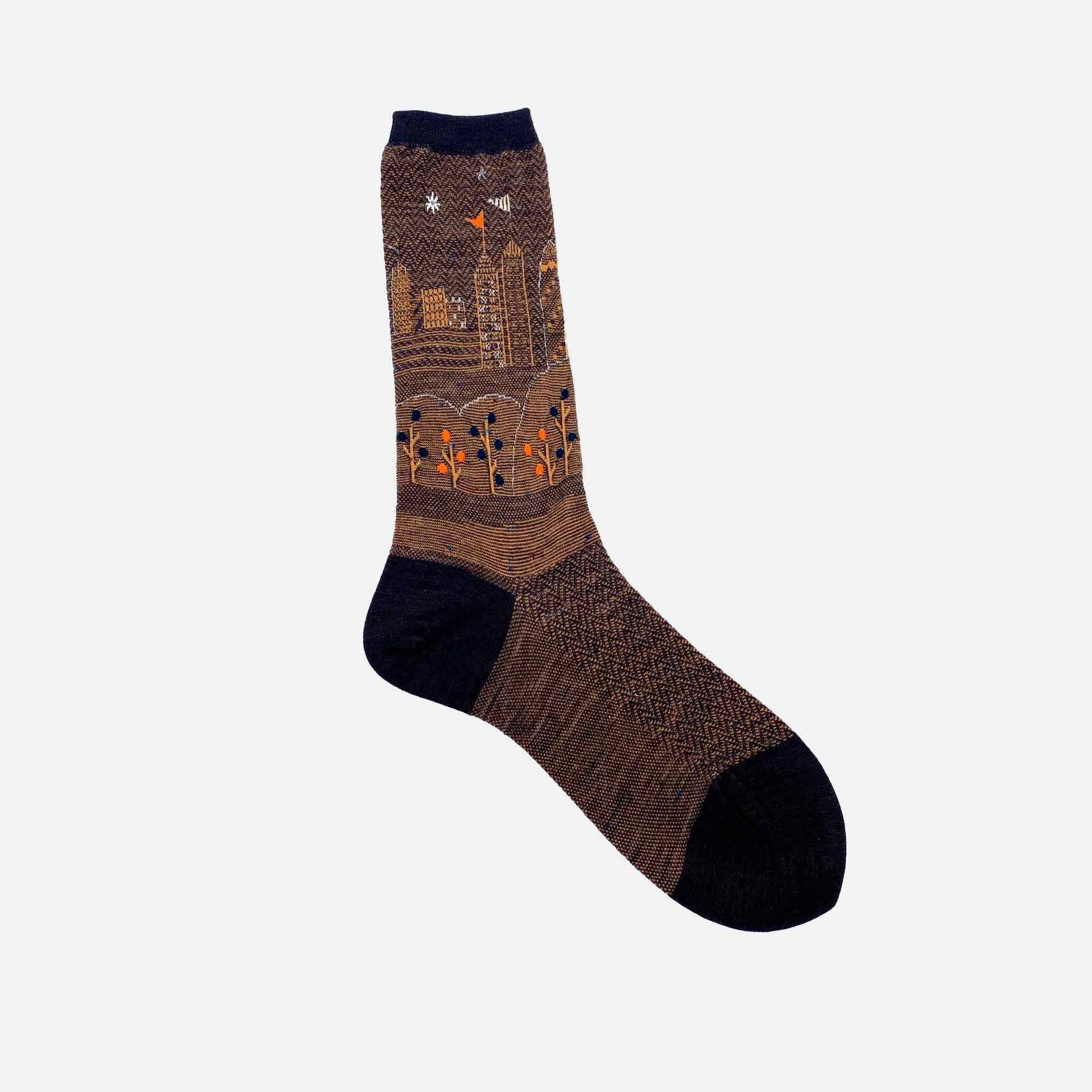 City Scape Socks Brown