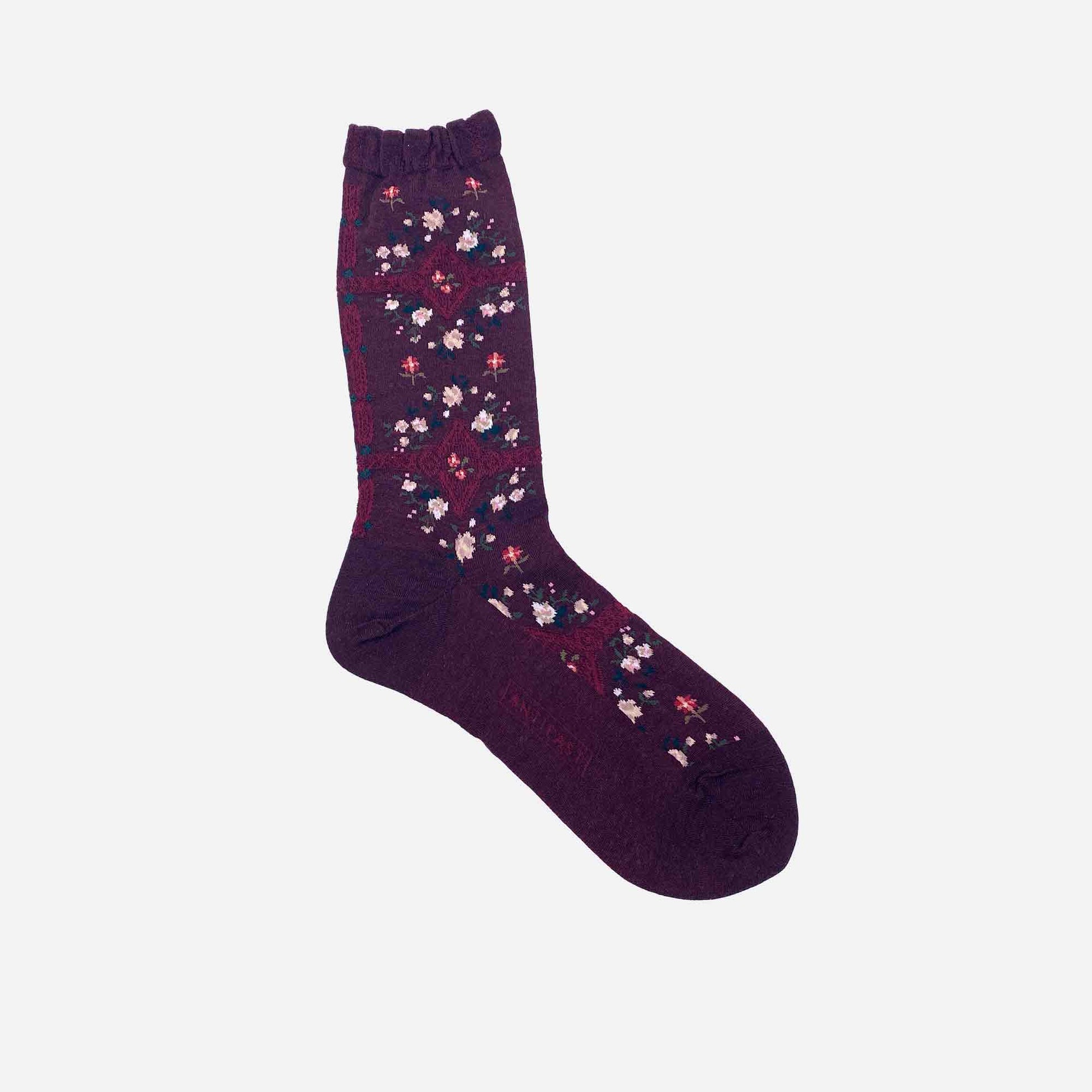Rose Wall Socks Wine