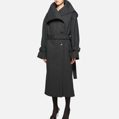 Belted Coat Grey/Black