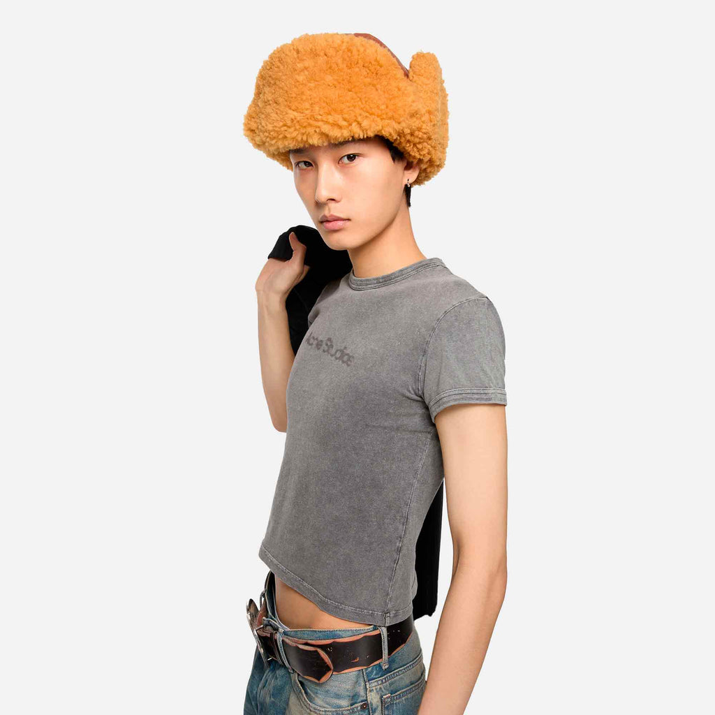 Shearling Hat Rust Brown