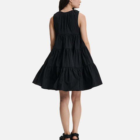 Aino Dress Crinkled Taffeta Black