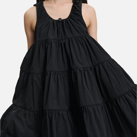 Aino Dress Crinkled Taffeta Black