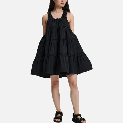 Aino Dress Crinkled Taffeta Black