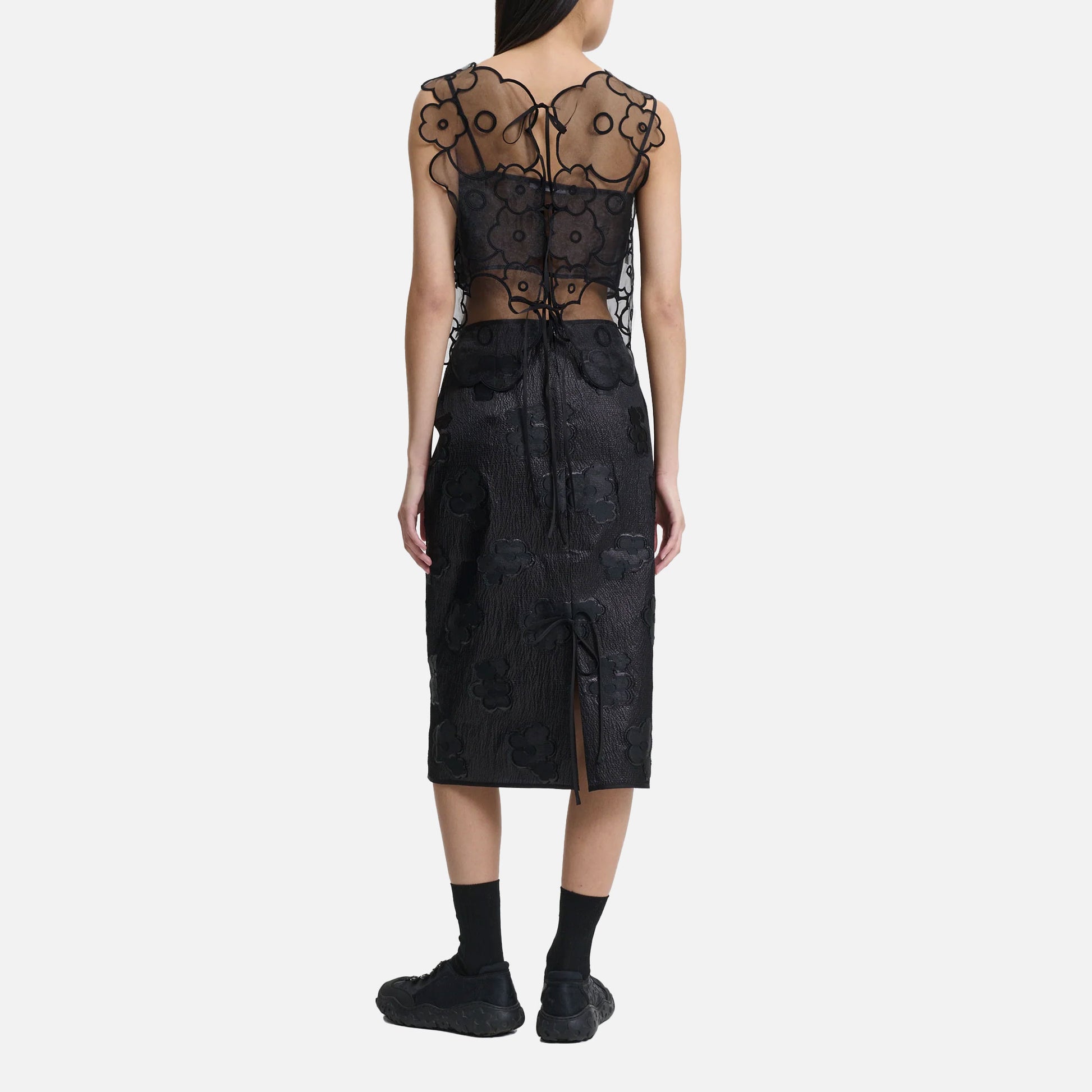 Alfie Top Flower Embroidery Black