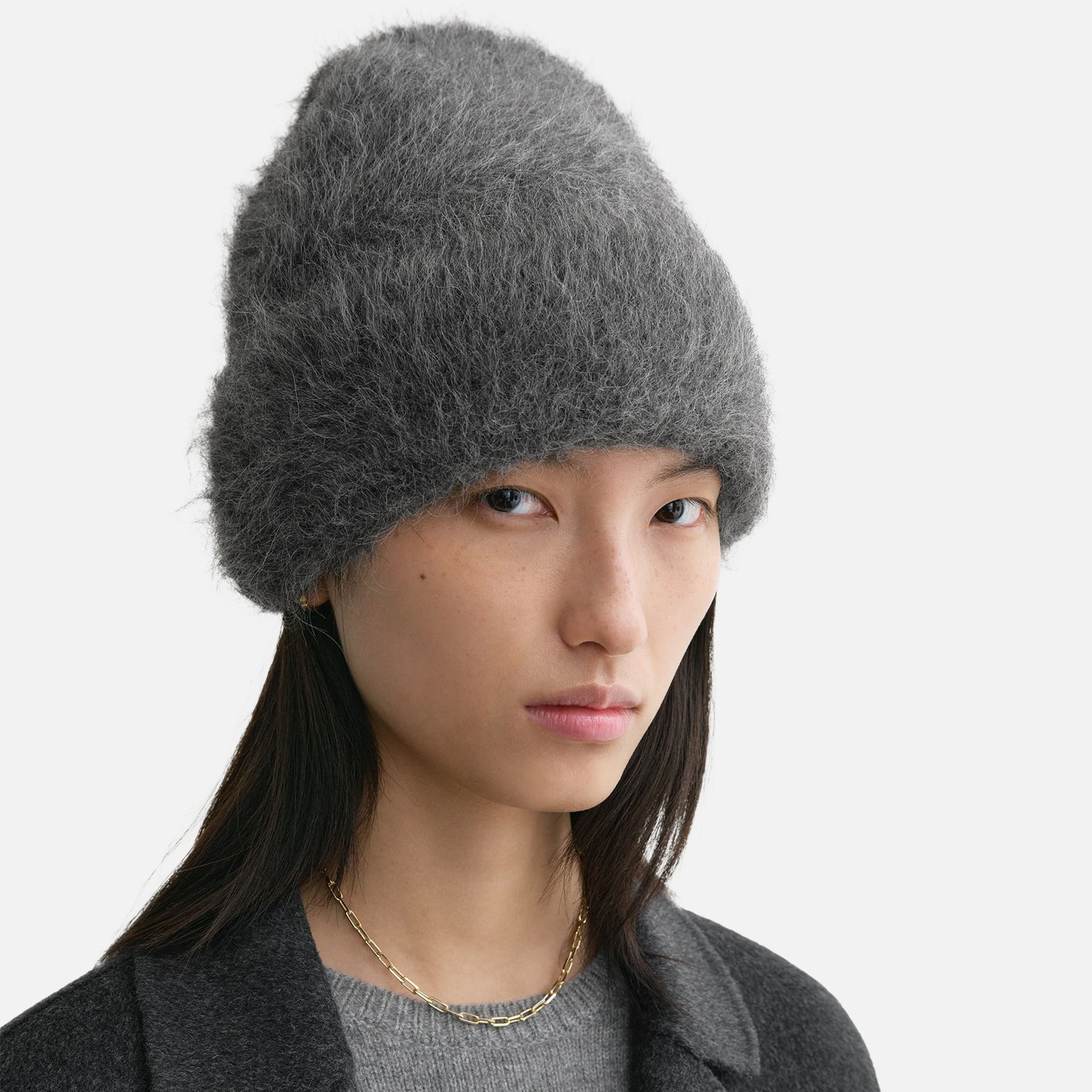 Alpaca Knit Beanie Grey Melange