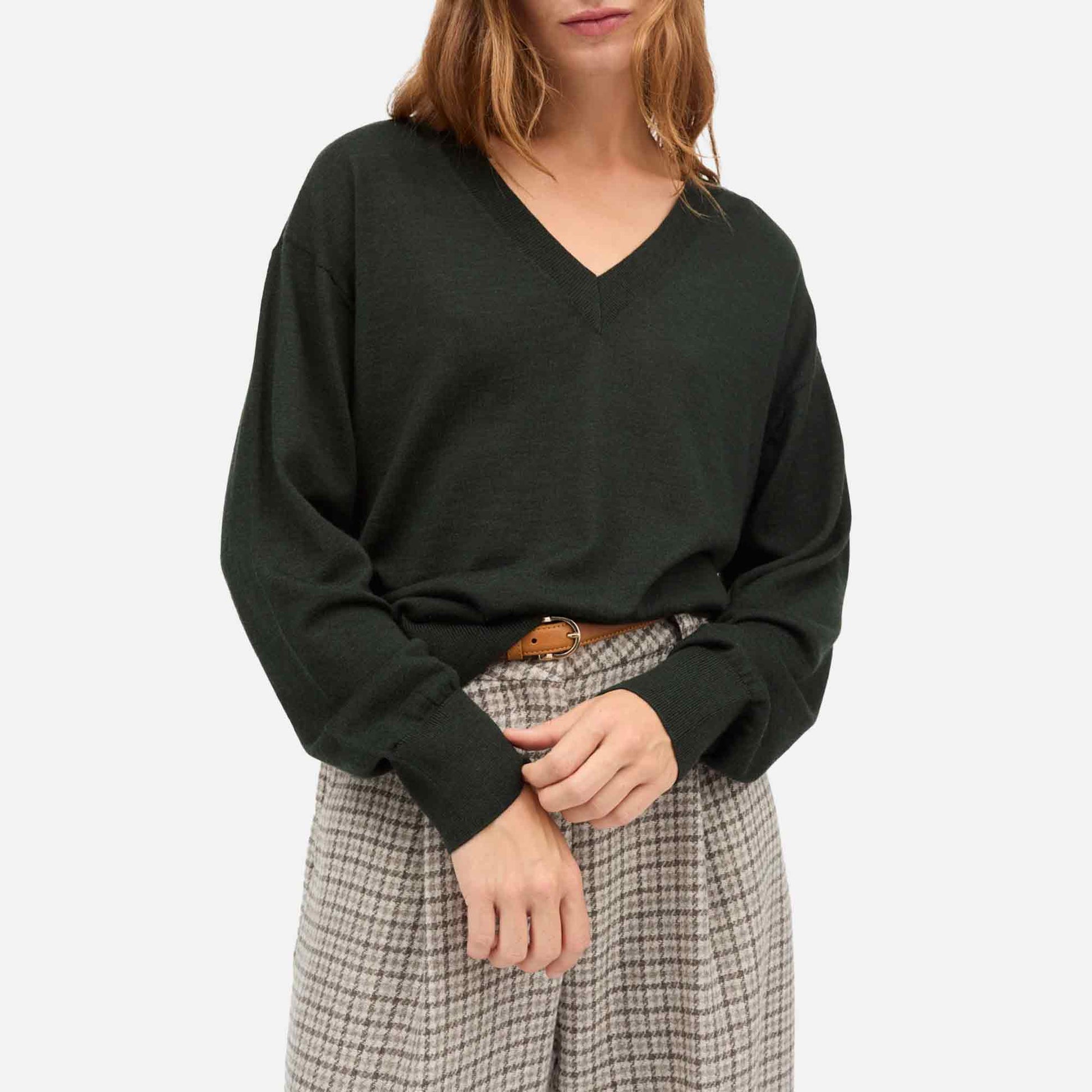 Amethyst V-Neck Jumper Dark Pine