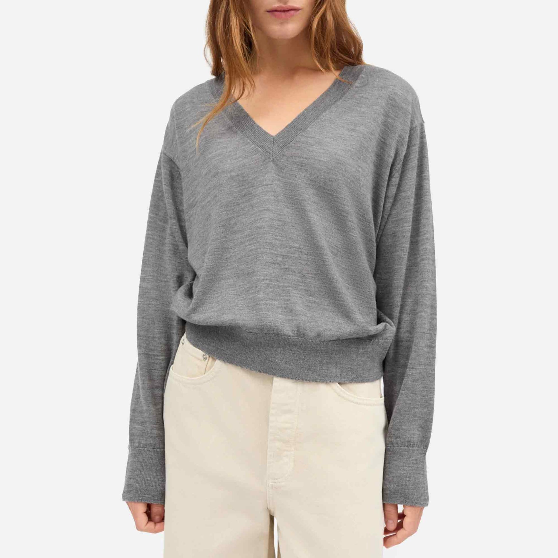Amethyst V-Neck Jumper Grey Melange