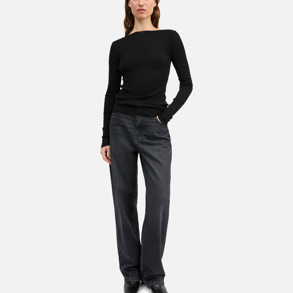 Amy Wide Neck Blouse Black
