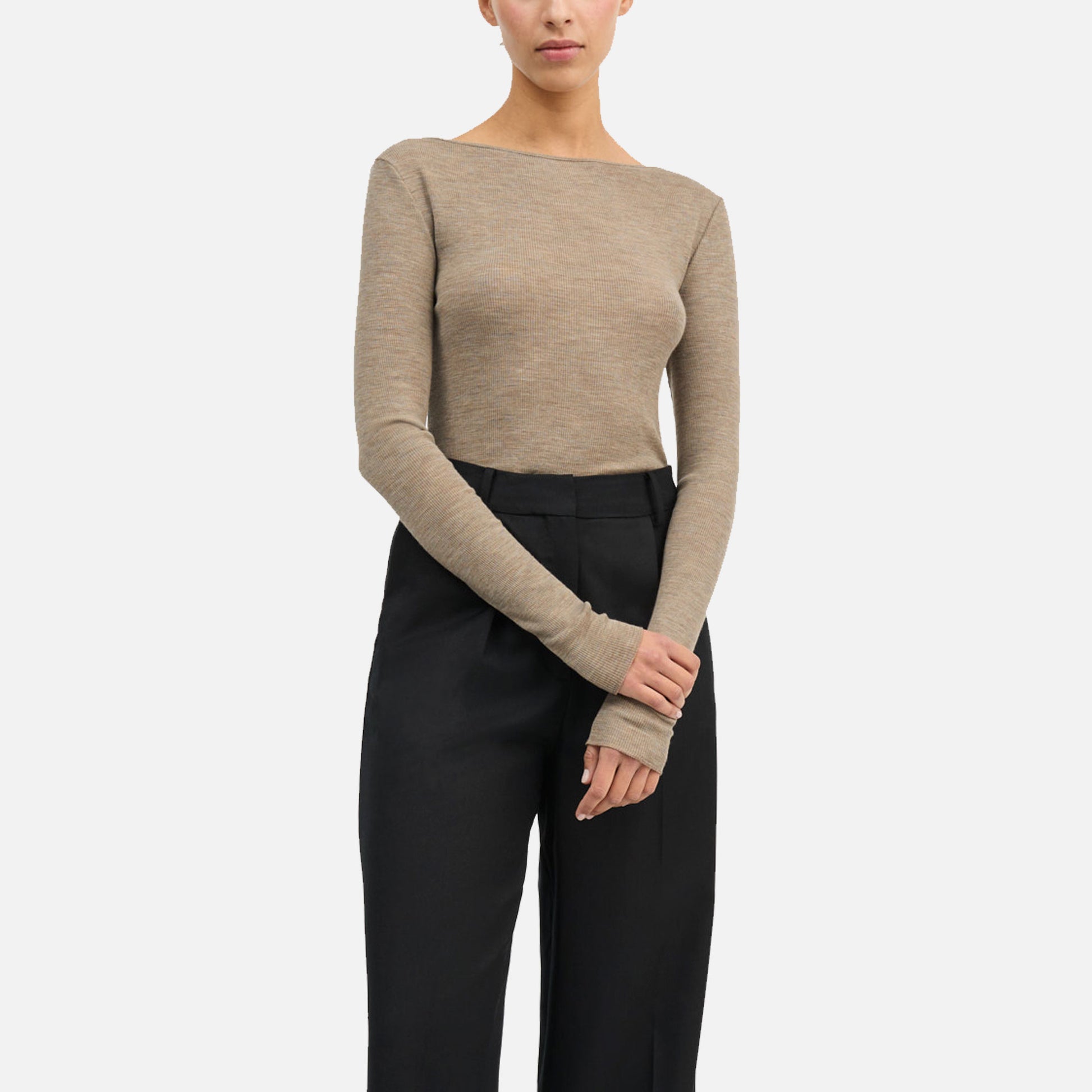 Amy Wide Neck Blouse Brown