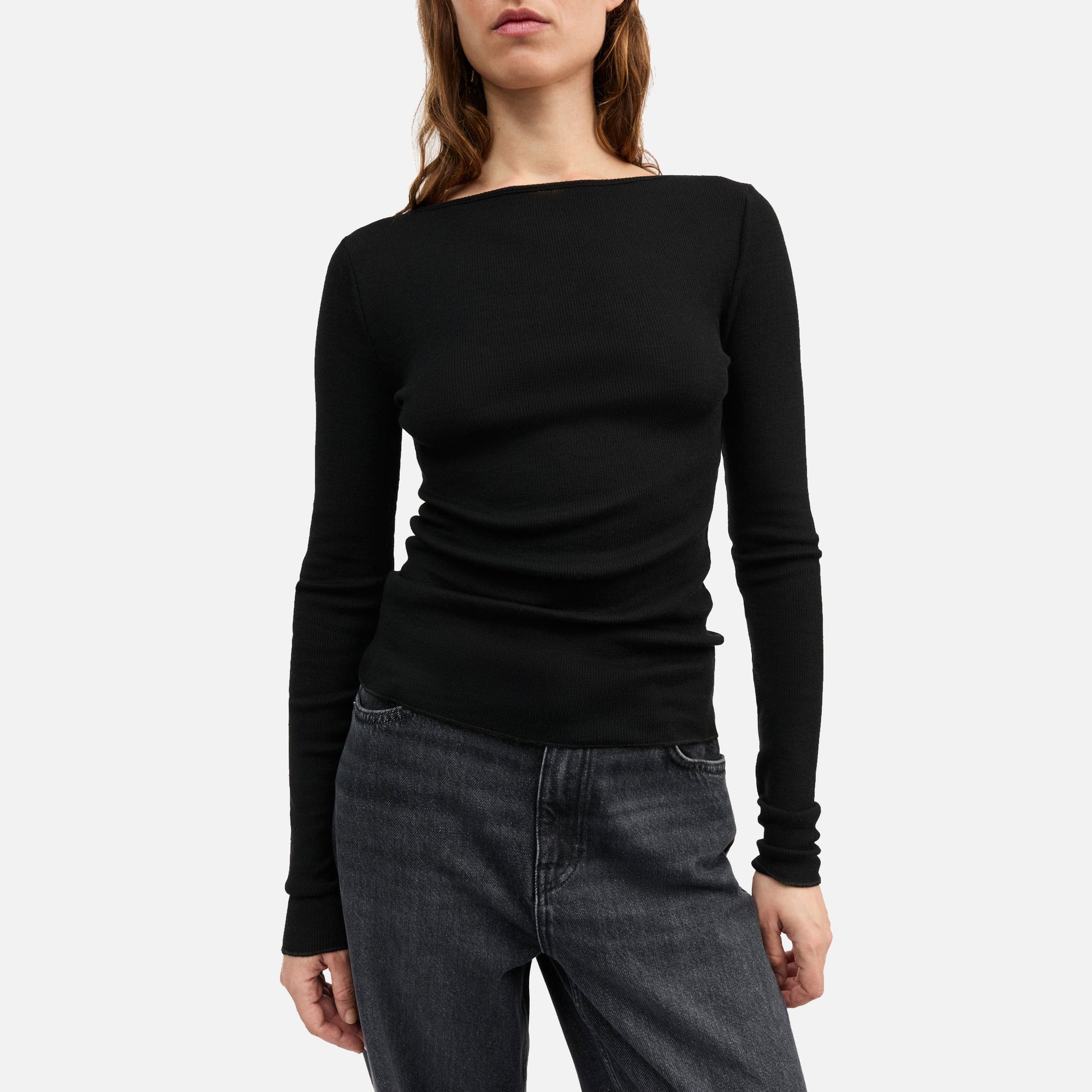 Amy Wide Neck Blouse Black