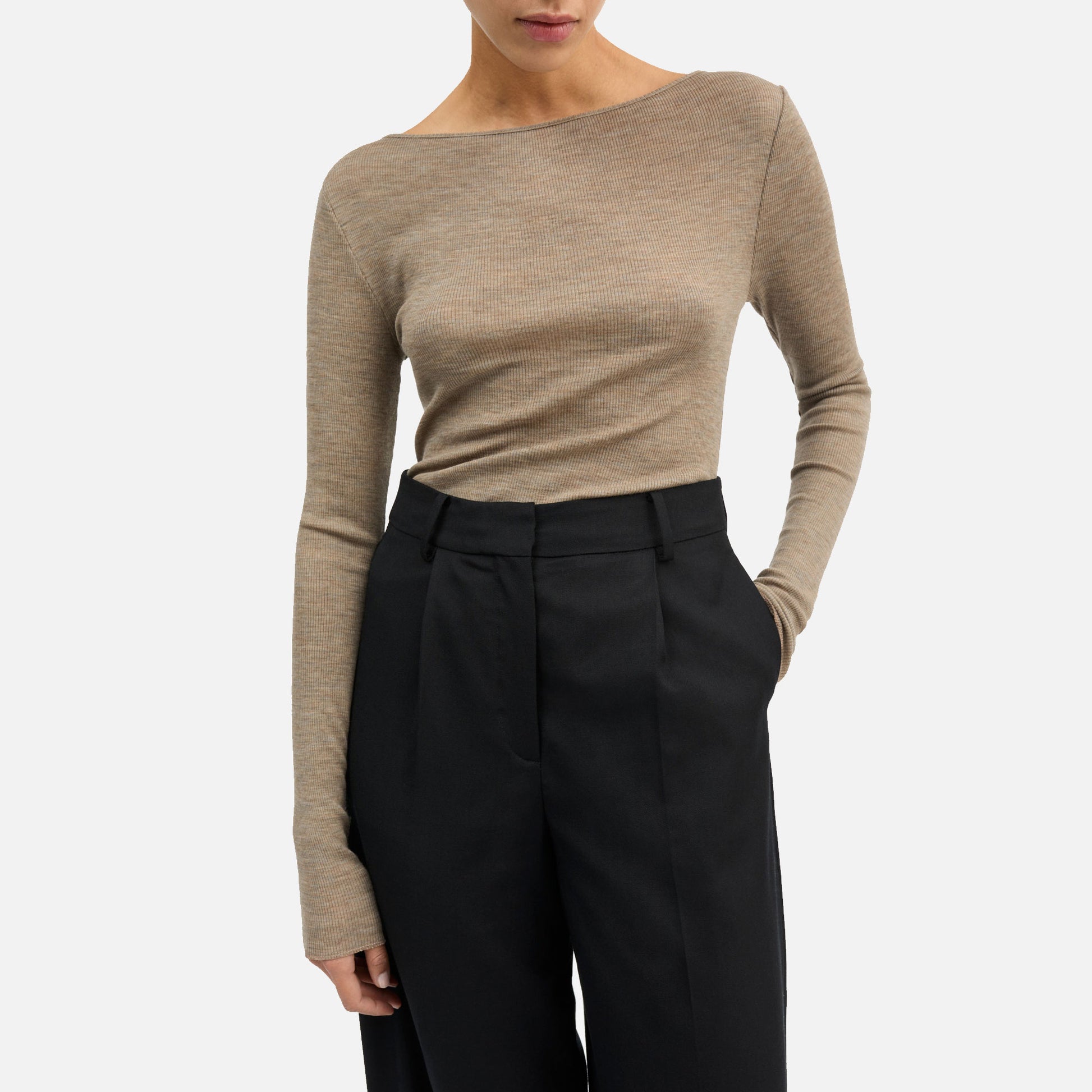 Amy Wide Neck Blouse Brown
